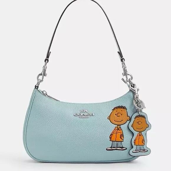 NWT Coach X Peanuts Franklin Bag Charm Sv/Light Blue Multi CBG55 - Picture 7 of 8
